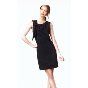 Milly of New York nicolla Bow shoulder Black Shift mini Dress Sleeveless USA  S
